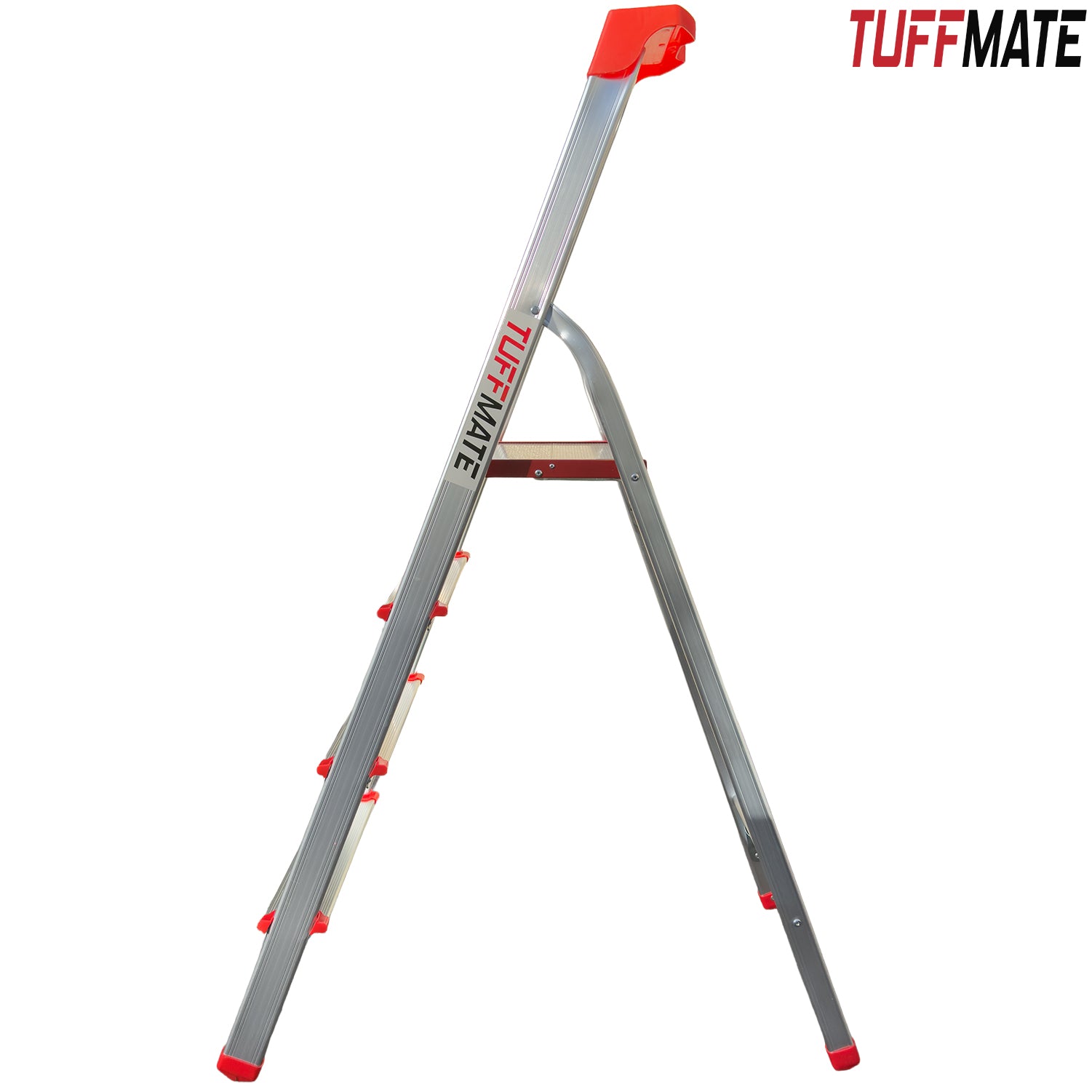 Step Ladder 4 Step Aluminum Folding High Grab Handle and Tool Tray TUFFMATE