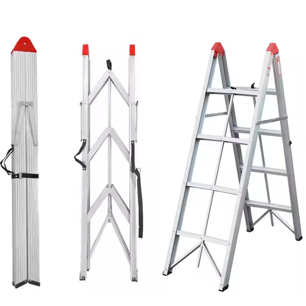 Folding Step Ladder Folds In Half 1.4m 4 Treads Aluminium TUFFMATE