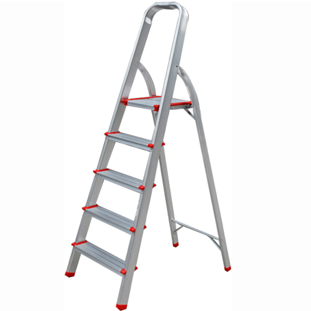 Step Ladder 5 Step Aluminium Folding Step Ladders Anti Slip Feet TUFFMATE