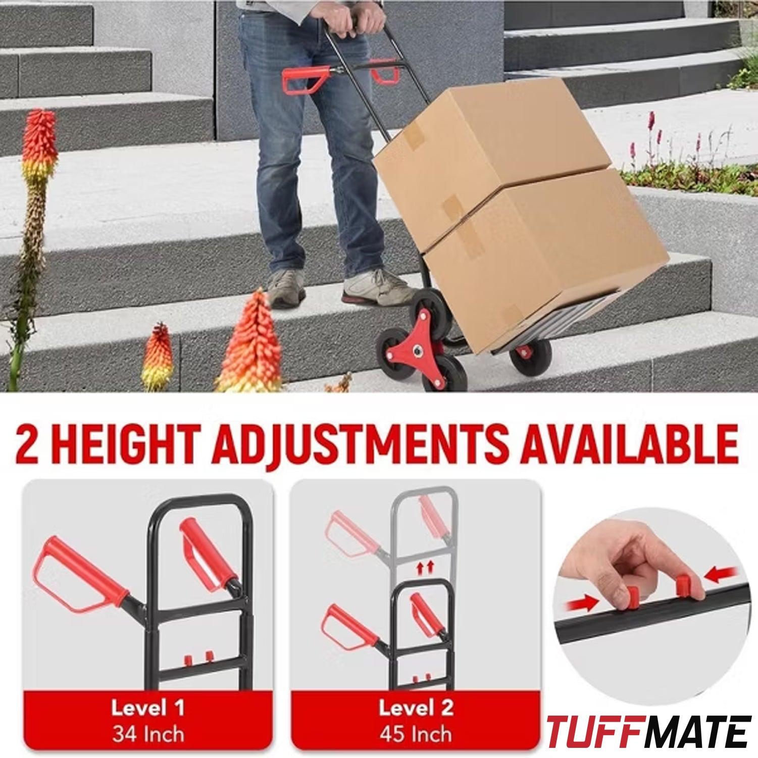 Sack Truck Stair Climber Hand Cart 150kg Capacity Folding and Portable
