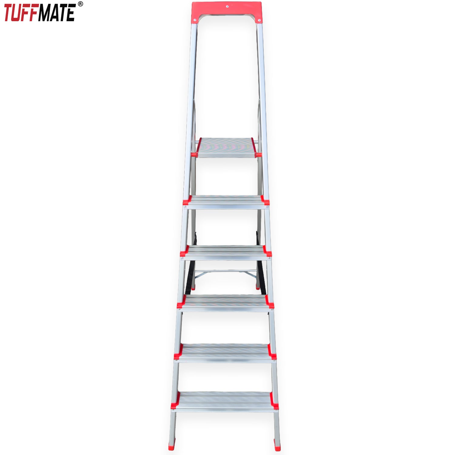 Step Ladder 6 Step Aluminum Folding with Tool Tray TUFFMATE 