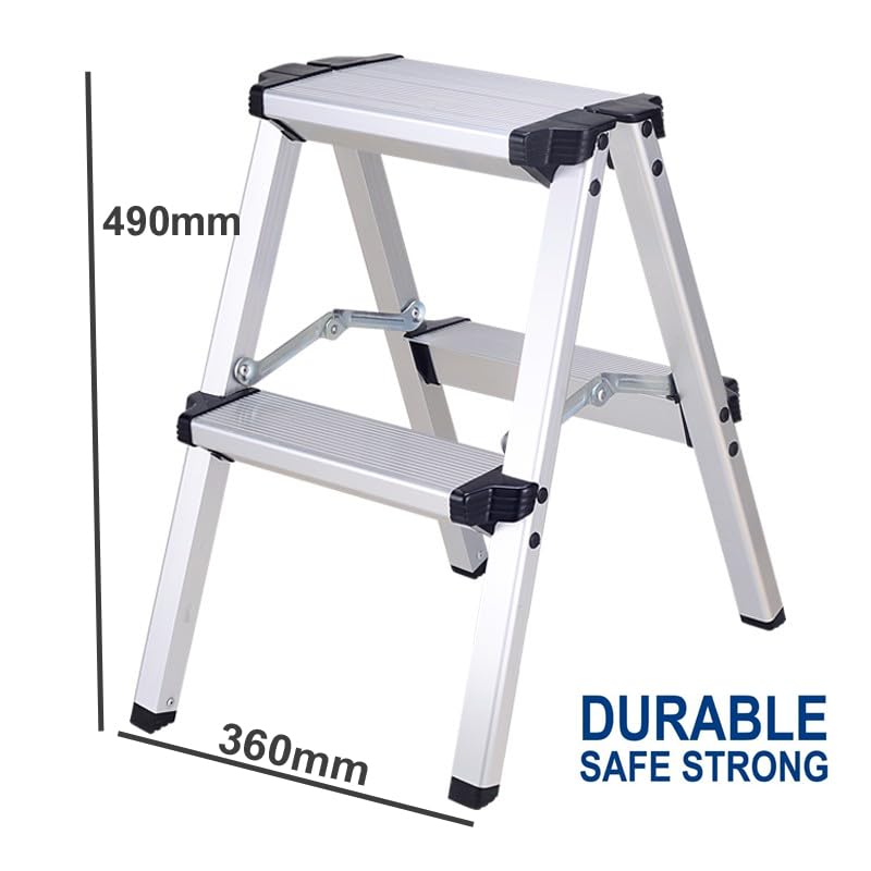 Double Sided Step Ladder – 2 Step Folding Aluminium Stool
