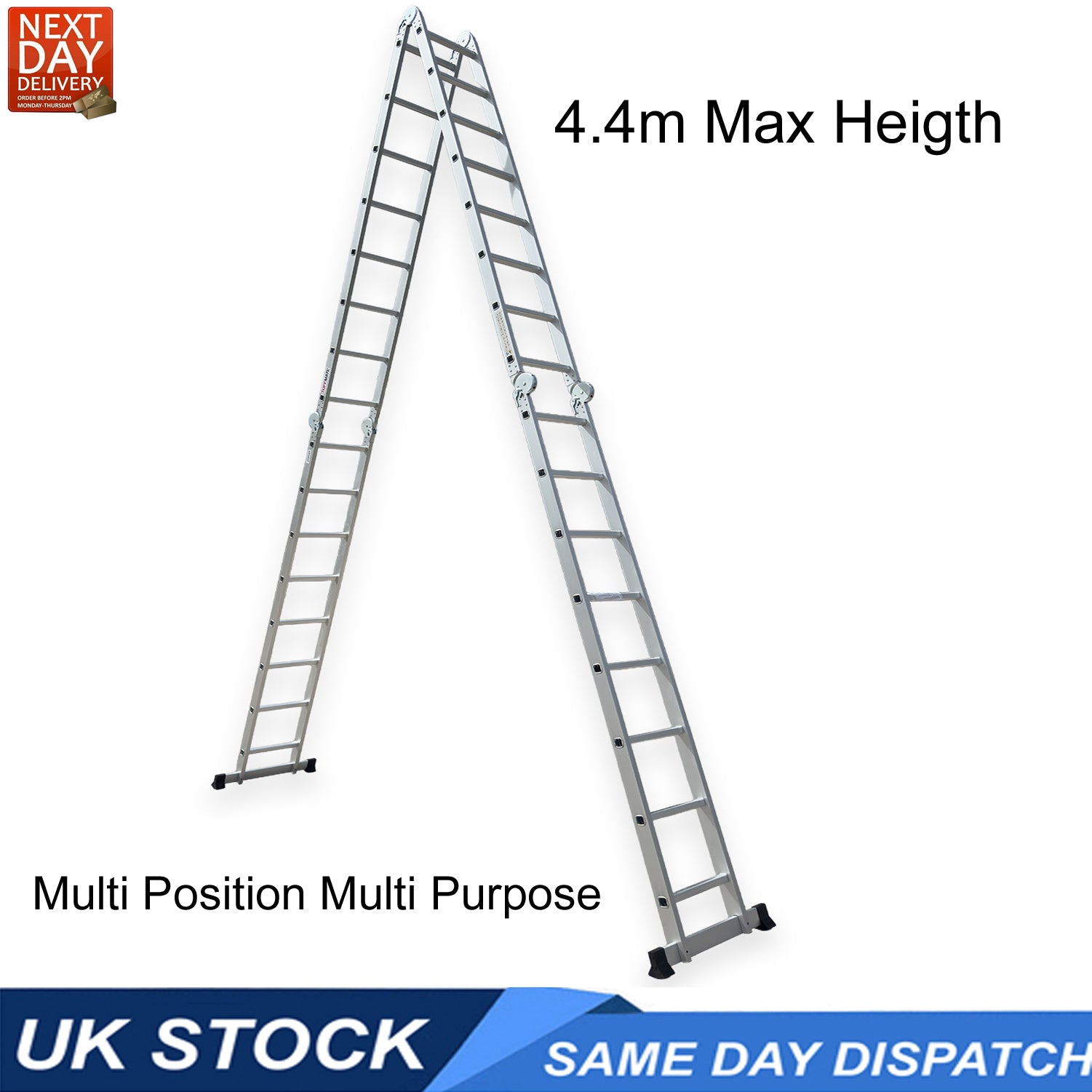 Aluminium Ladder 12 in 1 Multi Purpose 8 Rungs x 4 - 4.4m Max Height TUFFMATE