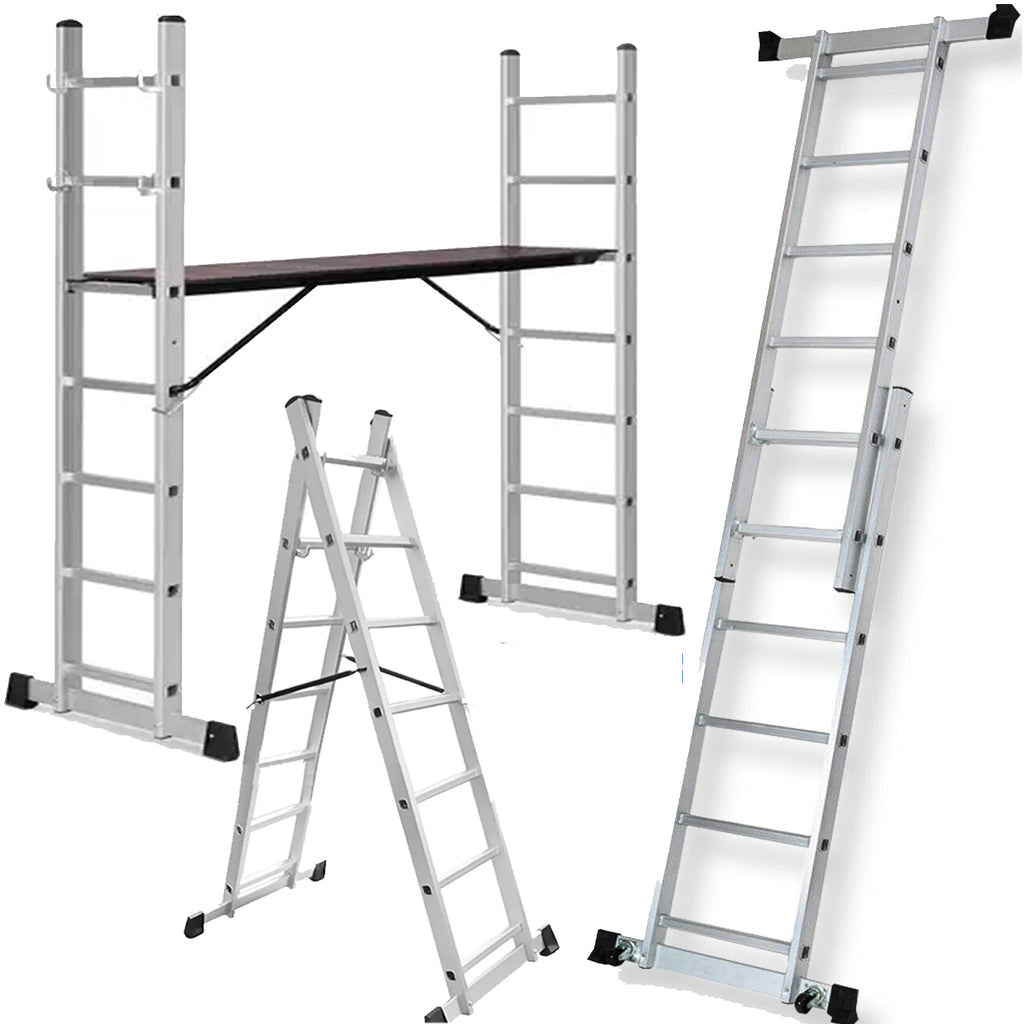 Scaffolding Platform Ladder 7 Tread 2m Multipurpose Aluminium Scaffold TUFFMATE