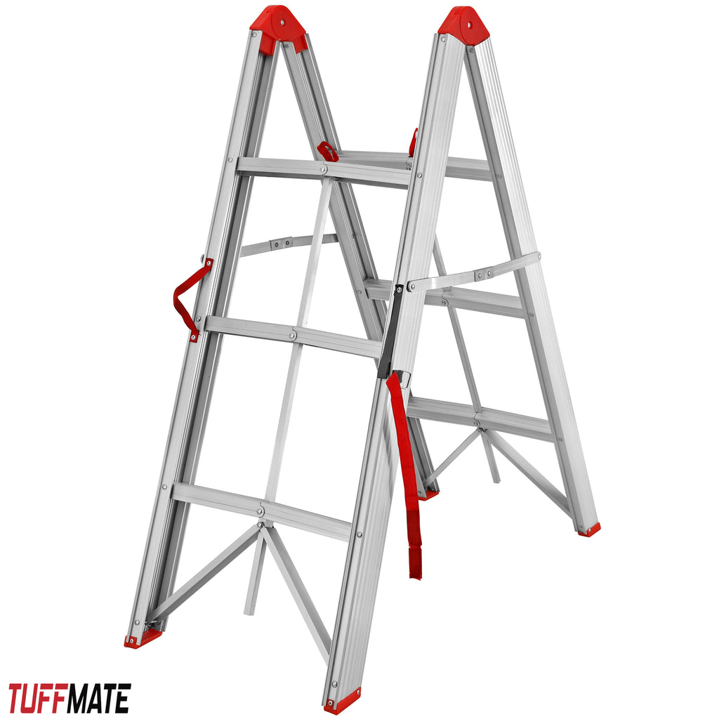 3 Step Ladder Aluminium Folding Folds In Half Foldable Portable Easy To Store TUFFMATE