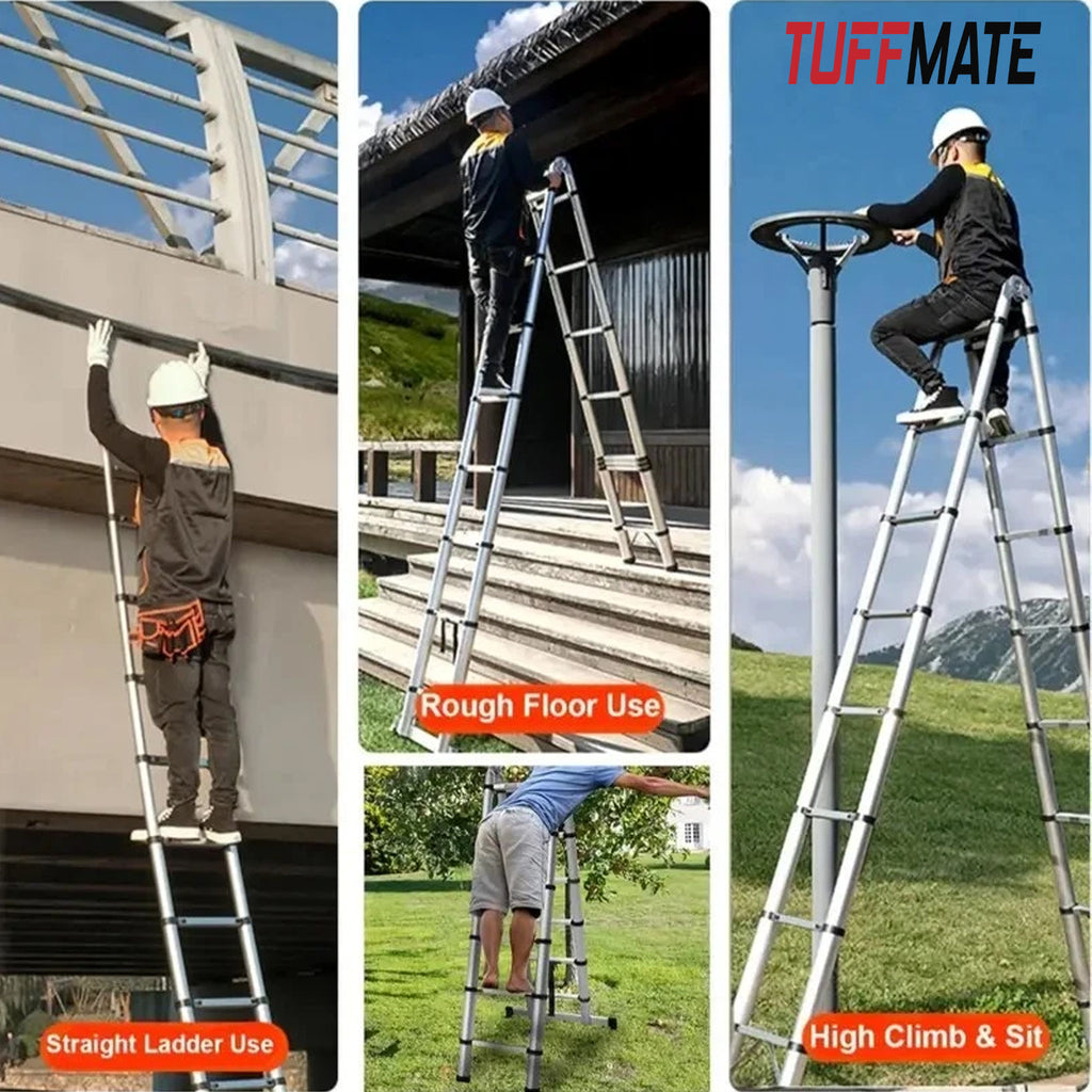 Telescopic Ladder 5.6m Max Height Double Sided Multi Purpose Combination