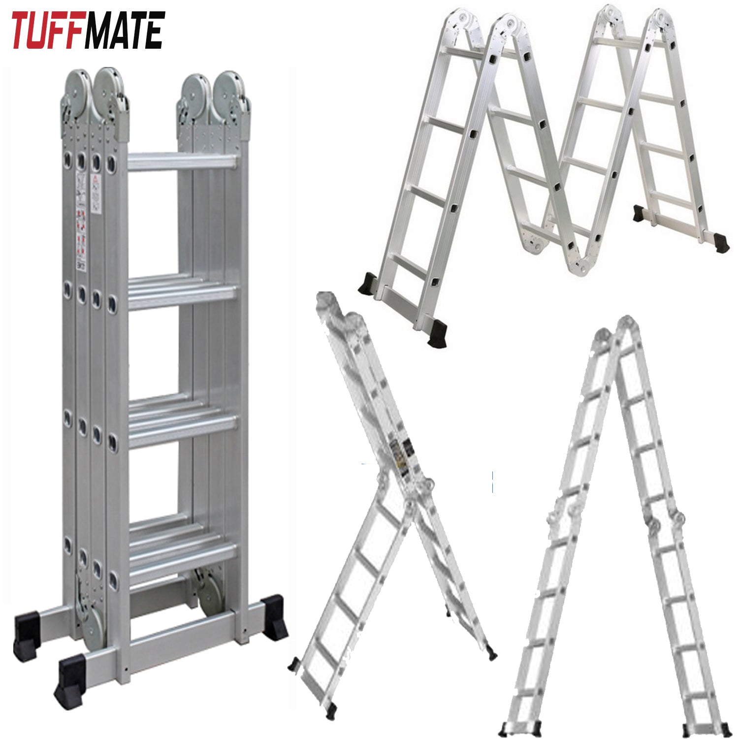 Combination Ladder 4.7m - 14 in 1 Multi Position Aluminium Folding Scaffold TUFFMATE