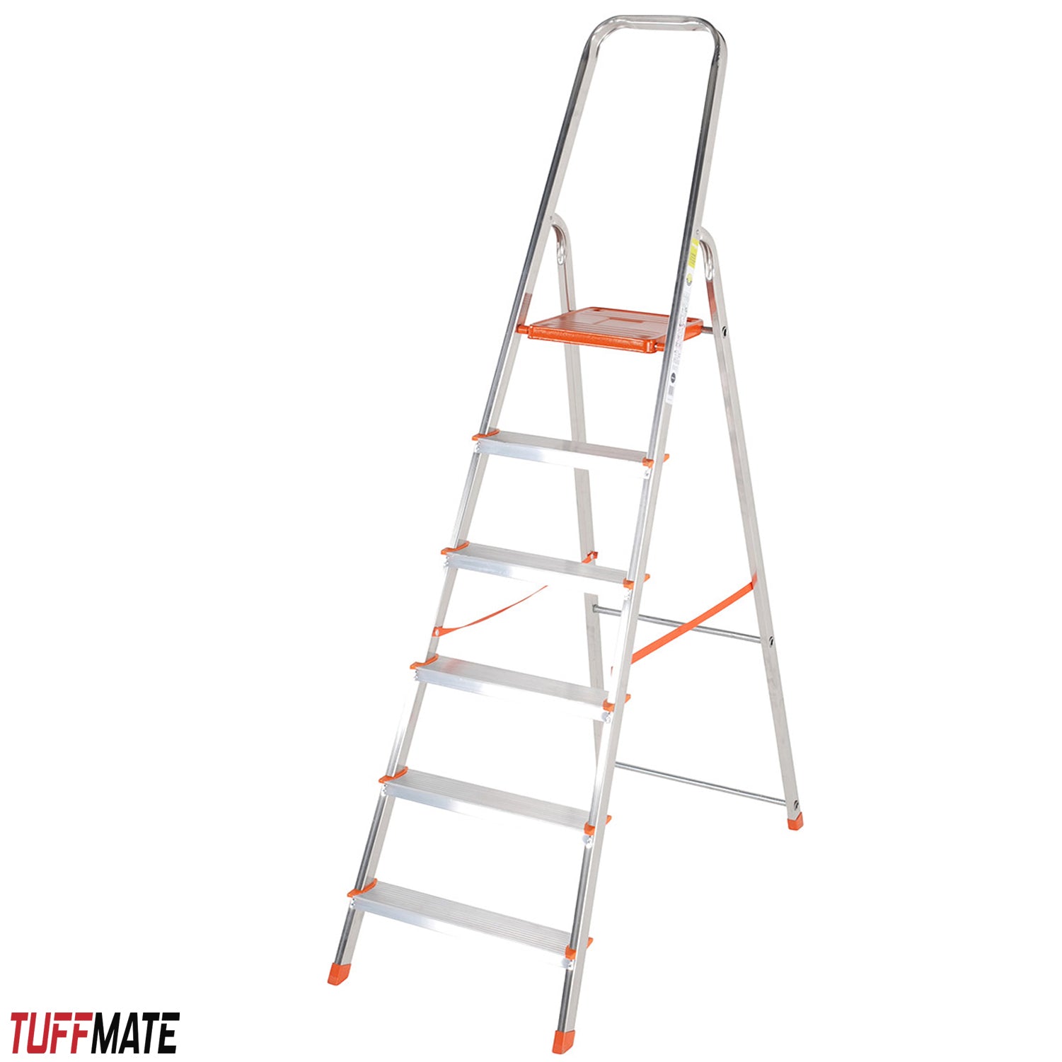 Step Ladder 6 Step Aluminium Folding Step Ladders Anti Slip Feet TUFFMATE