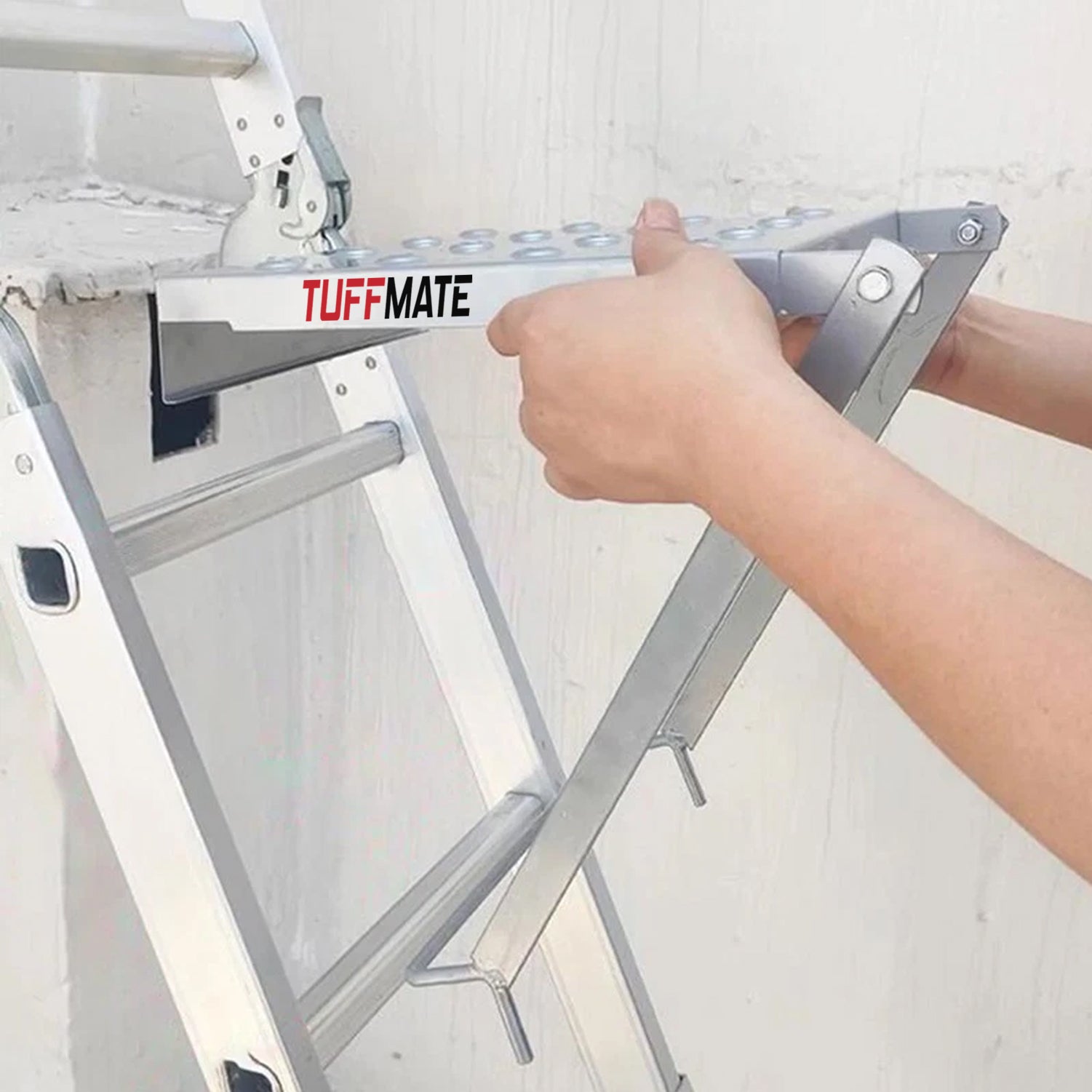 Ladder Work Shelf Step Platform Heavy Duty Load Bearing 150kg TUFFMATE