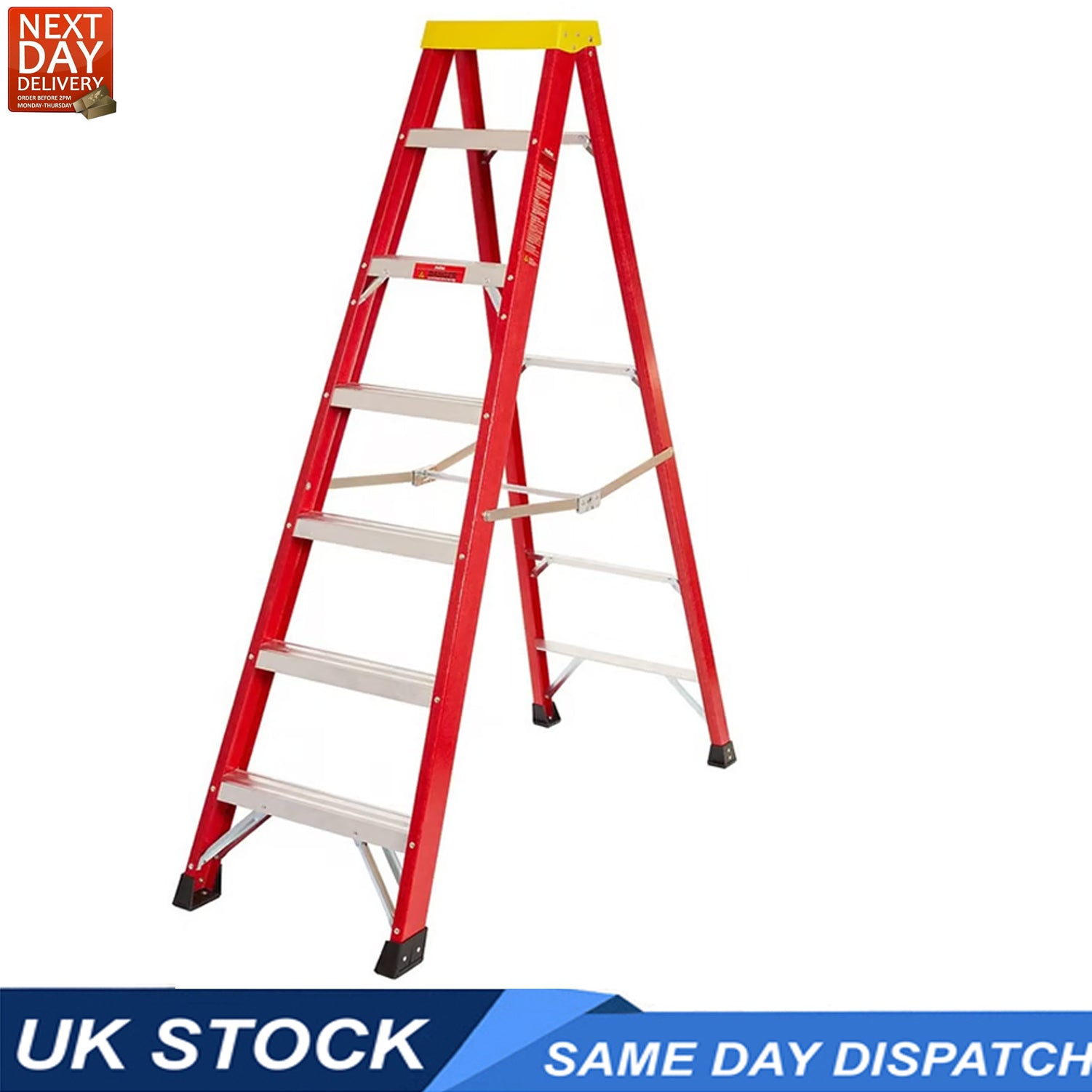 Electricians Fibreglass Step Ladder 7 Tread 2.1m Tool Tray