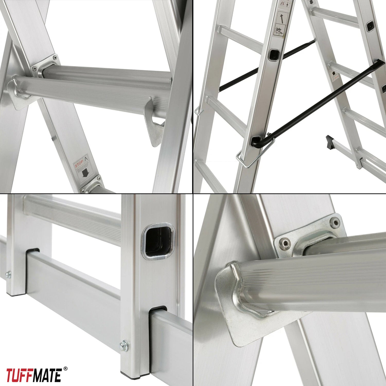 Scaffolding Platform Ladder 7 Tread 2m Multipurpose Aluminium Scaffold TUFFMATE