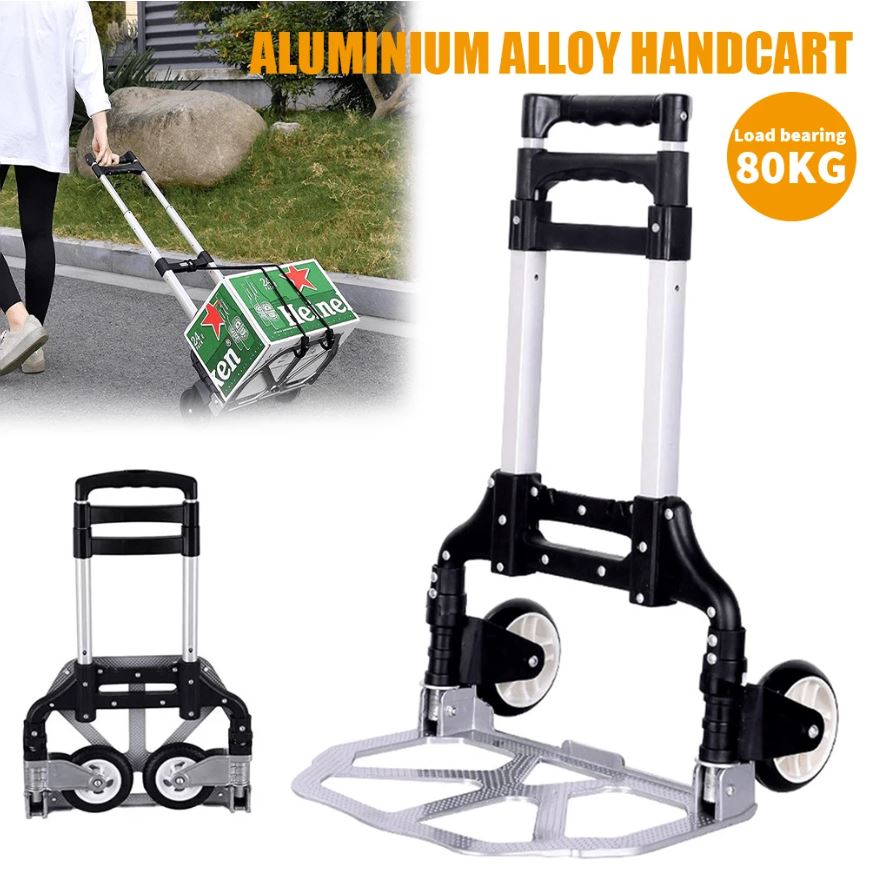 Sack Truck Hand Cart Aluminium Telescopic Portable 80kg Max Load FOLDS FLAT