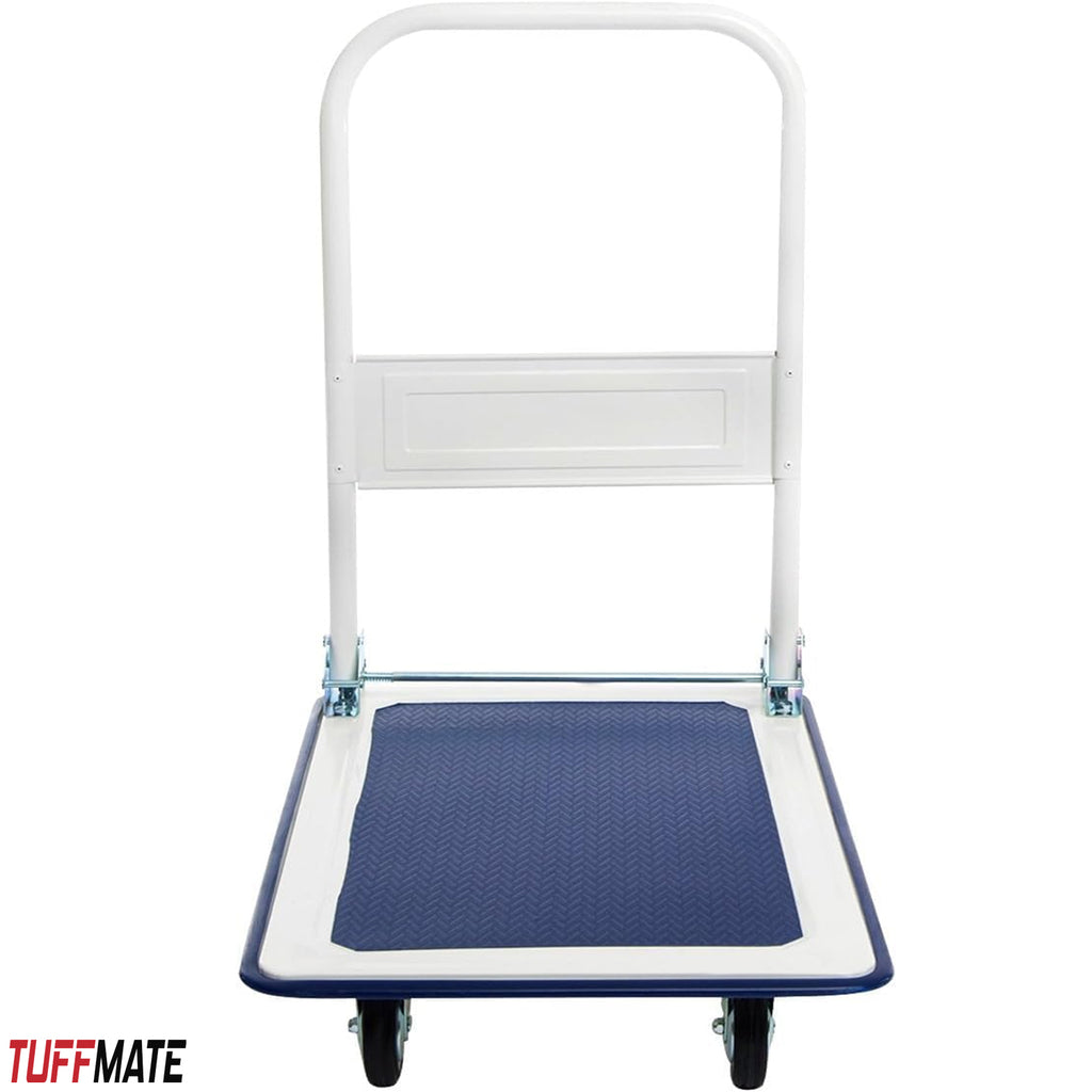 Folding Flat Bed Trolley Blue 300kg Weight Capacity