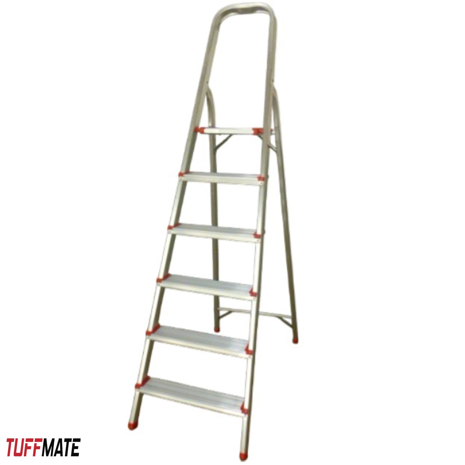 Step Ladder 6 Step Aluminium Folding Step Ladders Anti Slip Feet TUFFMATE