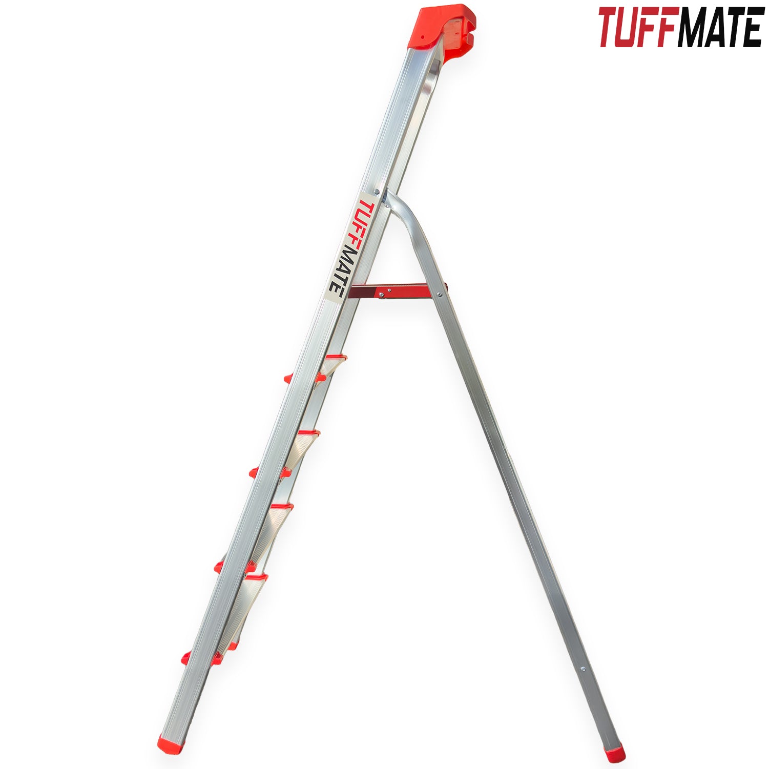 Step Ladder 5 Step Aluminum Folding High Grab Handle and Tool Tray TUFFMATE