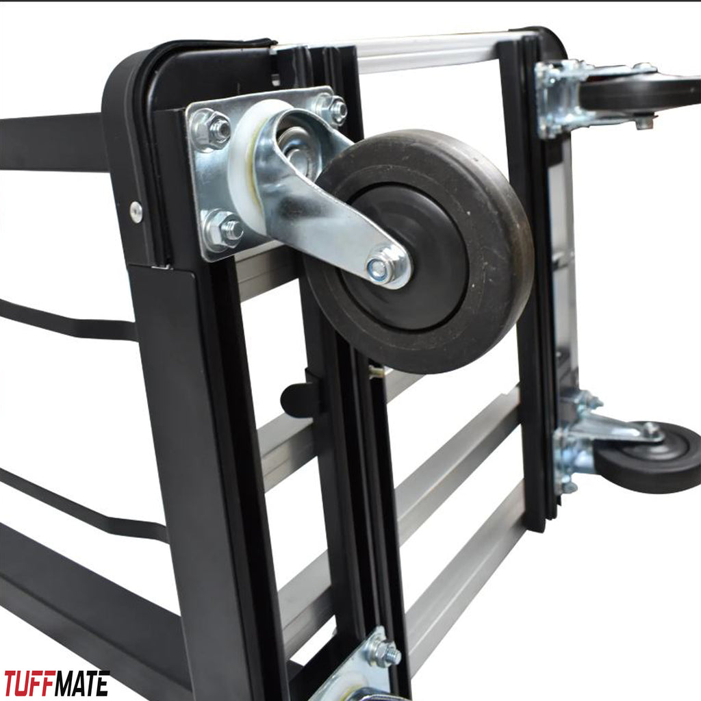 Folding Trolley Truck Aluminium Flat Bed 4 Wheels 150kg Max Load Compact and Portable