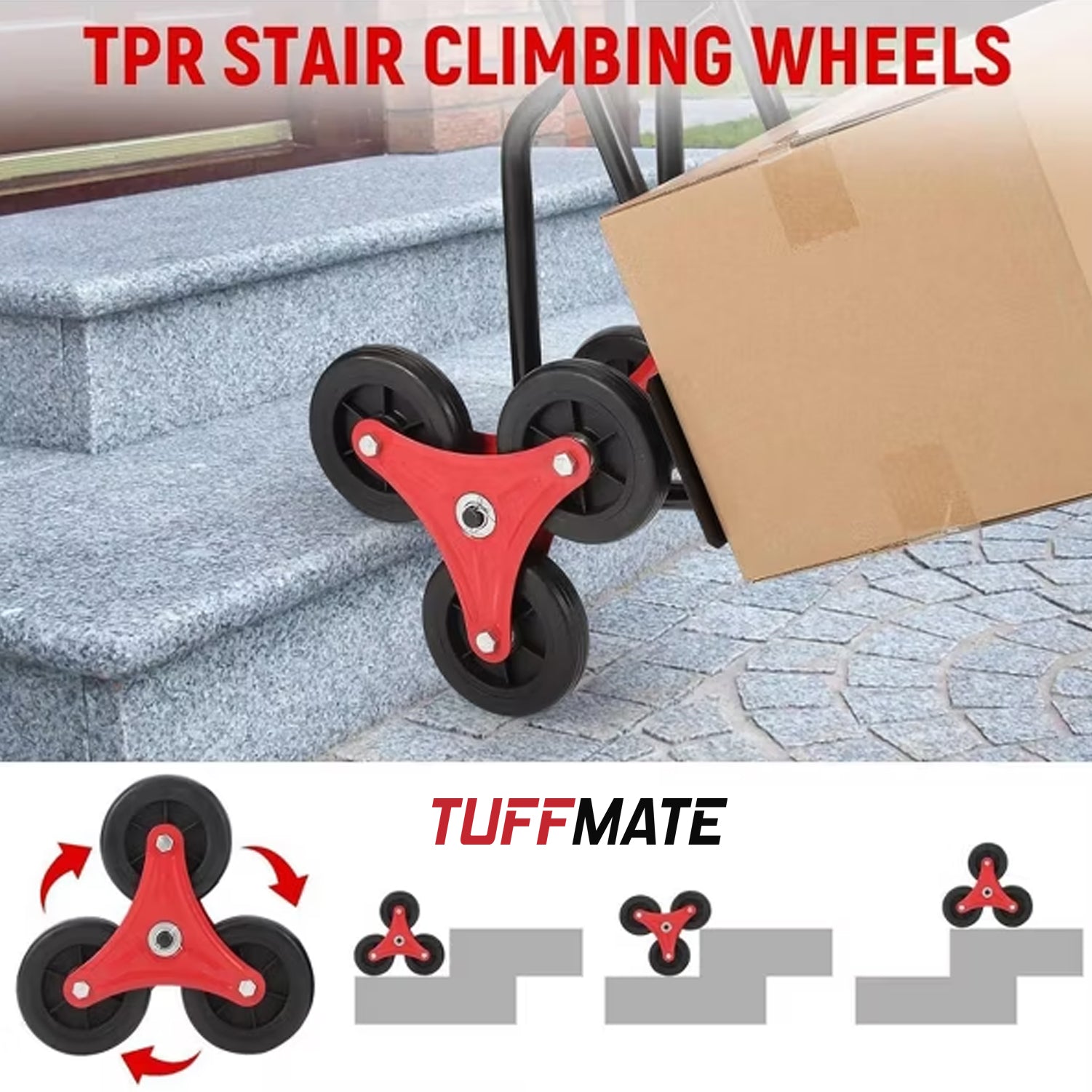 Sack Truck Stair Climber Hand Cart 150kg Capacity Folding and Portable