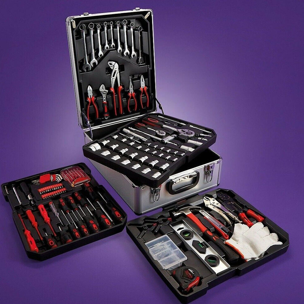 Tool Kit 250 Piece DIY Set with 4 Tool Trays in Aluminium Hard Shell Case