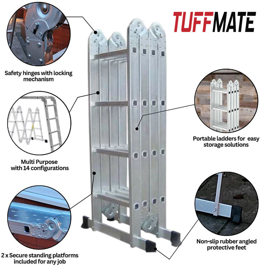 Aluminum Ladder 12 in 1 Multi Purpose 7 Rungs x 4