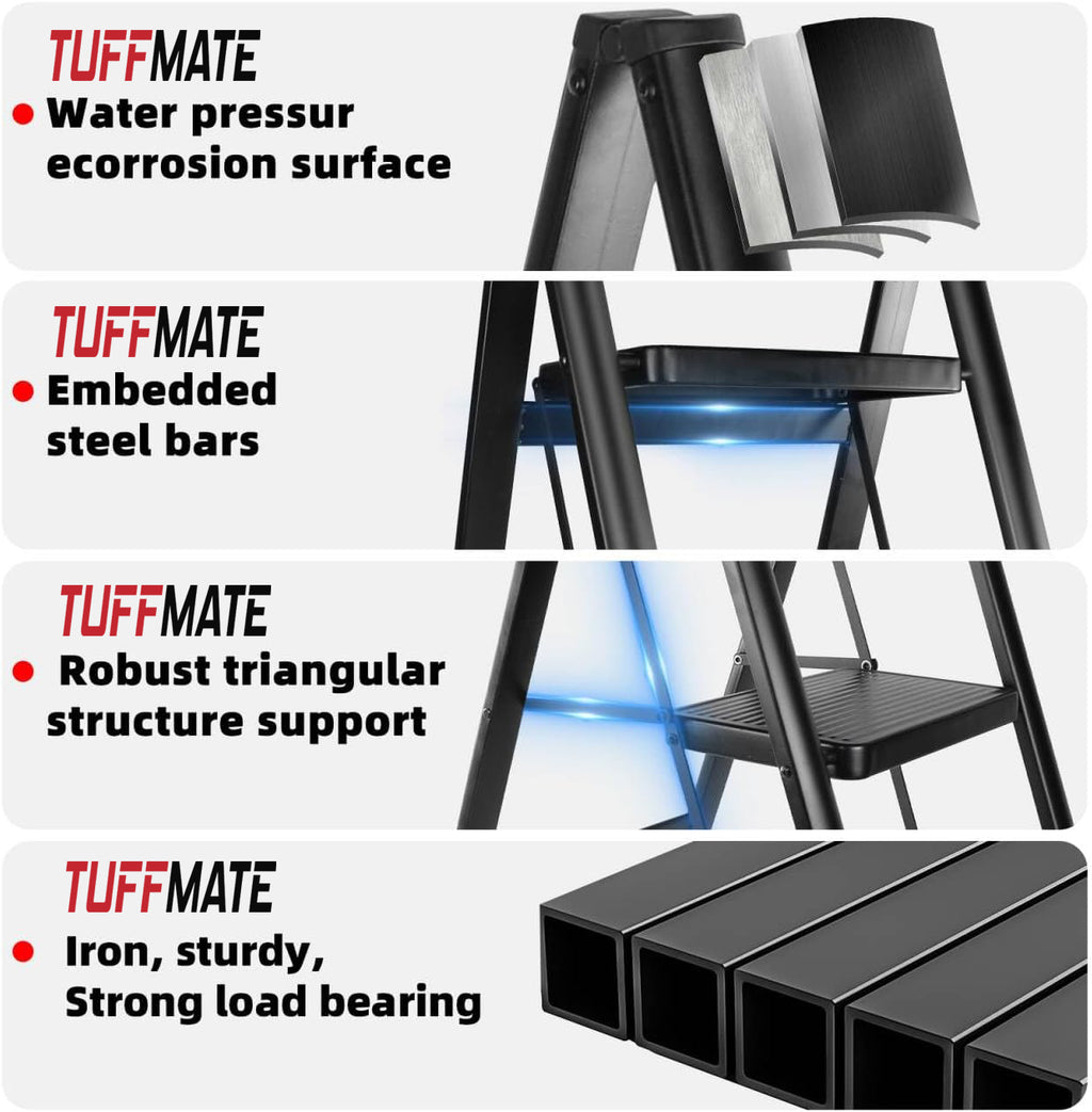 Step Ladder 4 Step 45cm Wide Sturdy and Stable TUFFMATE