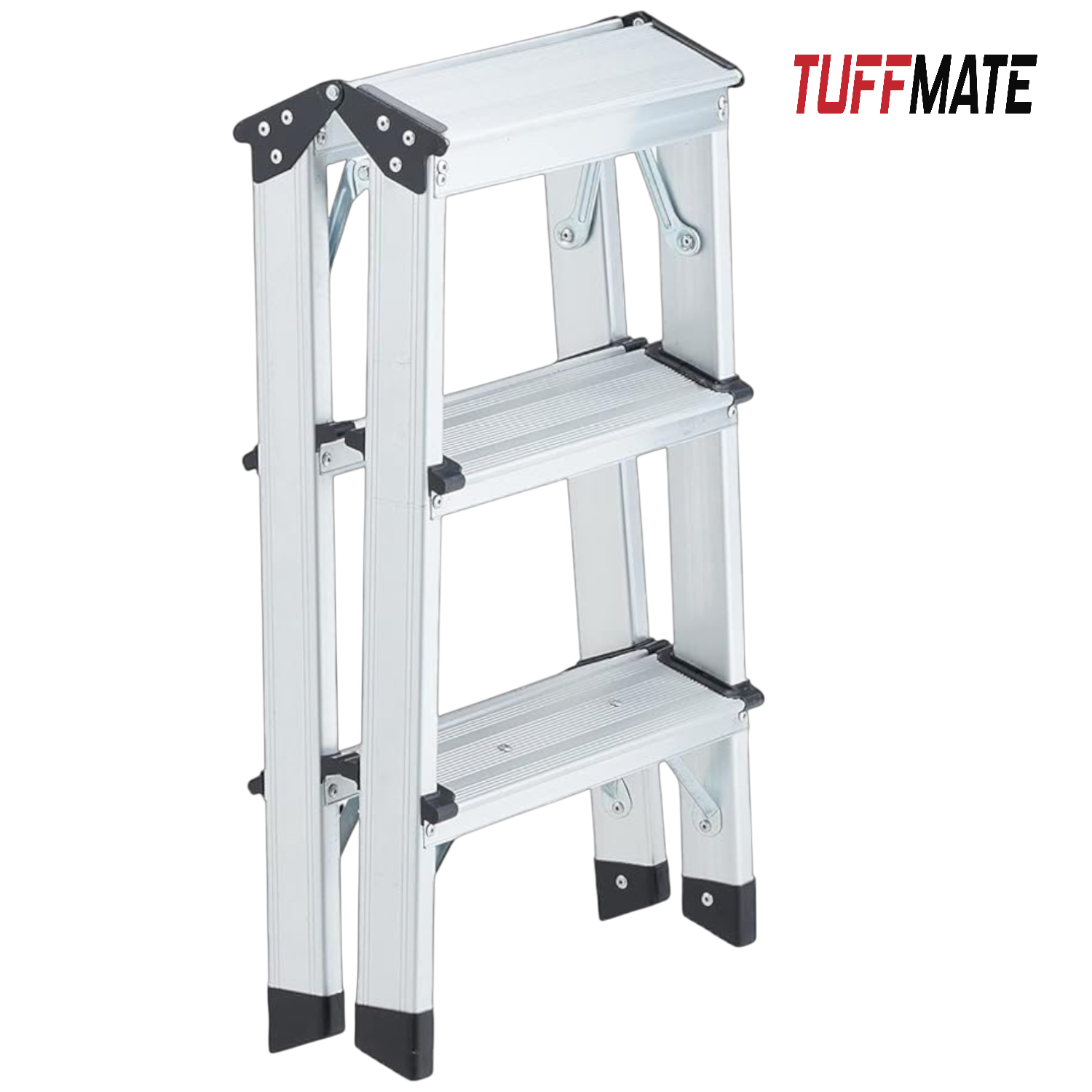 Aluminium Step Ladder 3 Steps Double Sided Lightweight Folding Strong and Sturdy