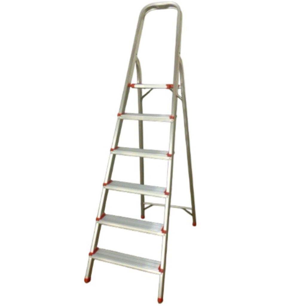 Step Ladder 6 Step Aluminium Folding Step Ladders Anti Slip Feet TUFFMATE