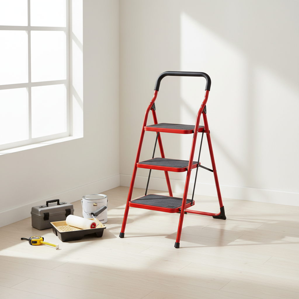 Step Ladder 3 Treads Portable with Handle