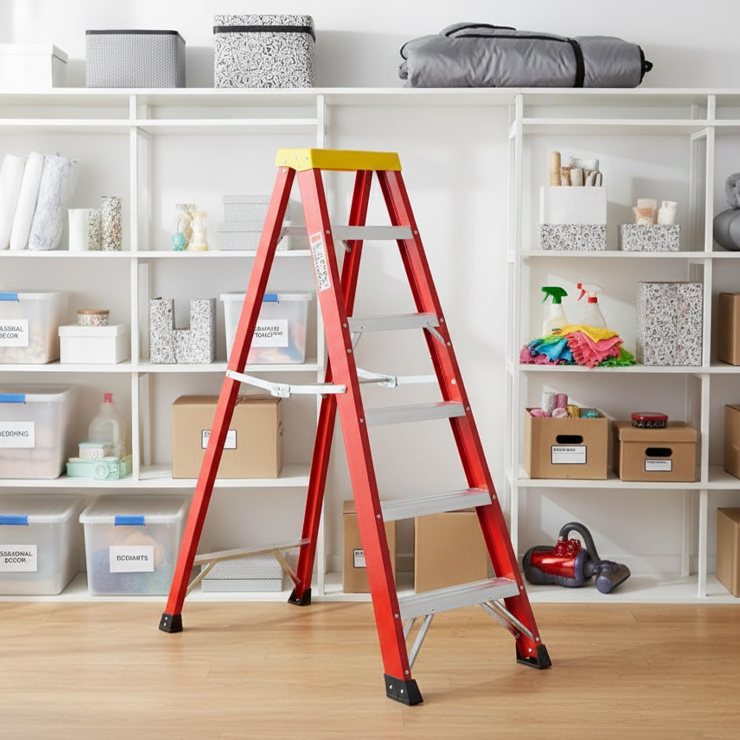 Fibreglass Step Ladder 6 Tread 1.8M Electricians Tool Holder