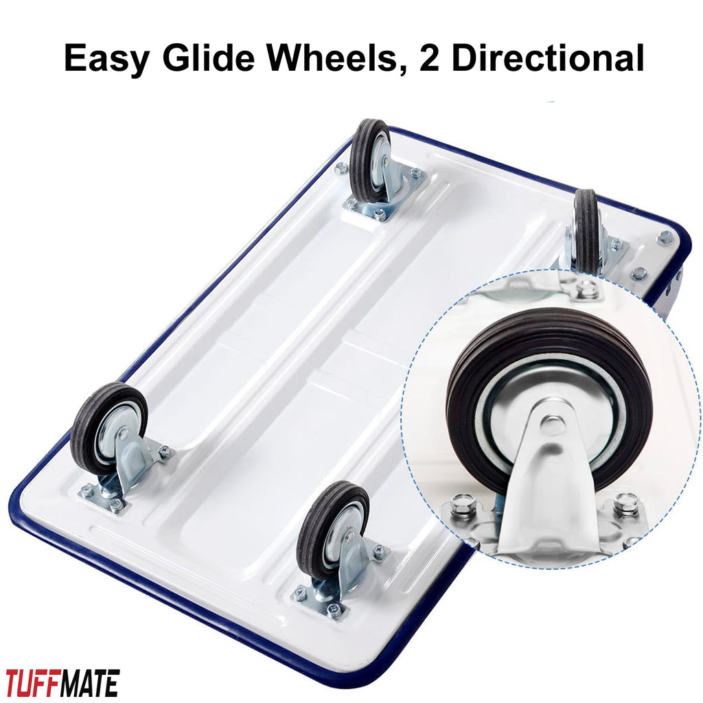 Folding Flat Bed Trolley Blue 150kg Weight Capacity