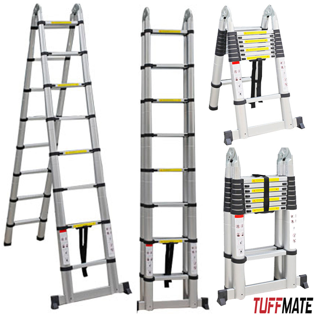 Telescopic Ladder 5.6m Max Height Double Sided Multi Purpose Combination