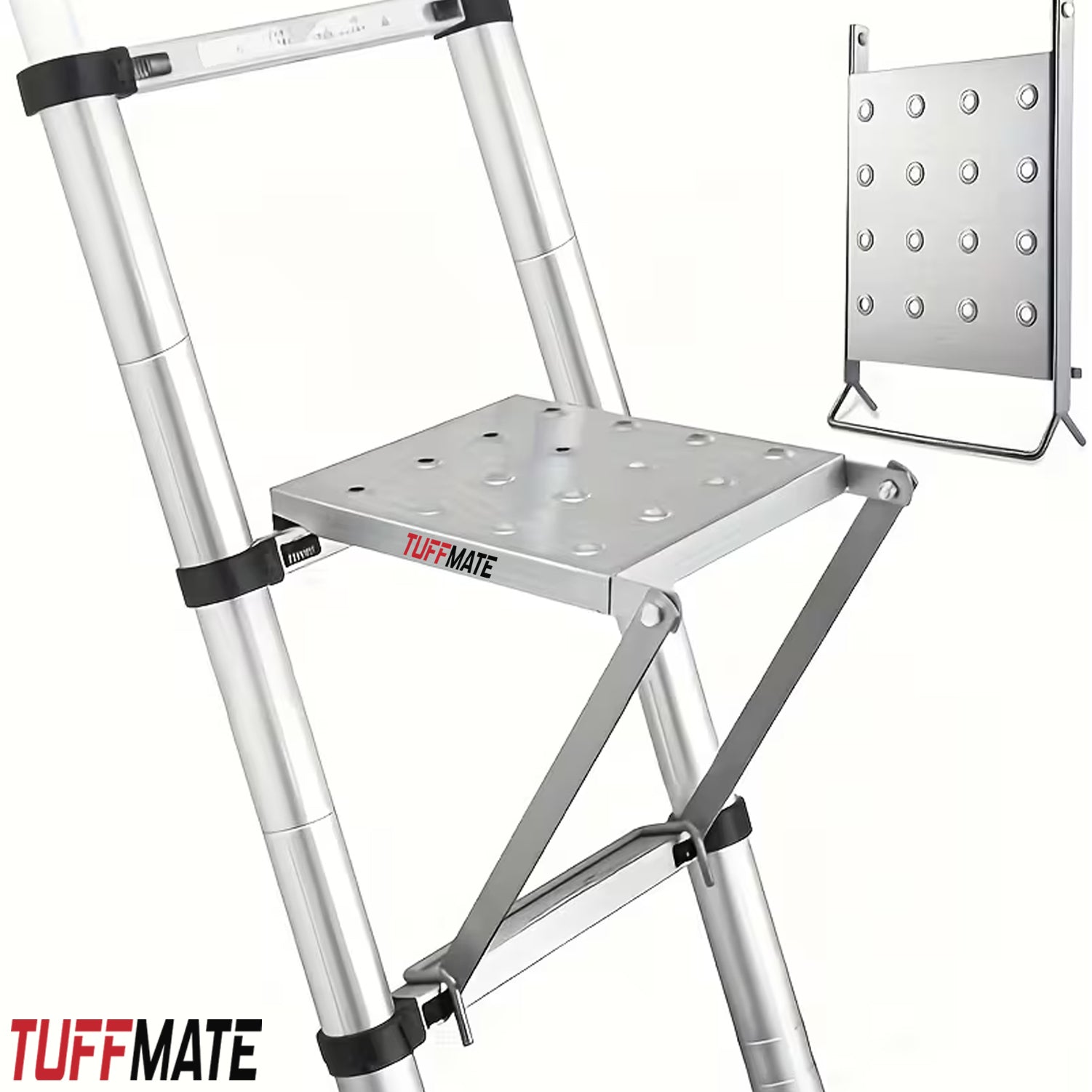 Ladder Work Shelf Step Platform Heavy Duty Load Bearing 150kg TUFFMATE