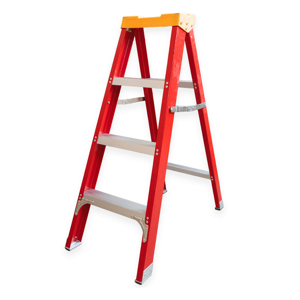 Fibreglass Step Ladder 4 Tread 1.2m Electrician with Tool Holder