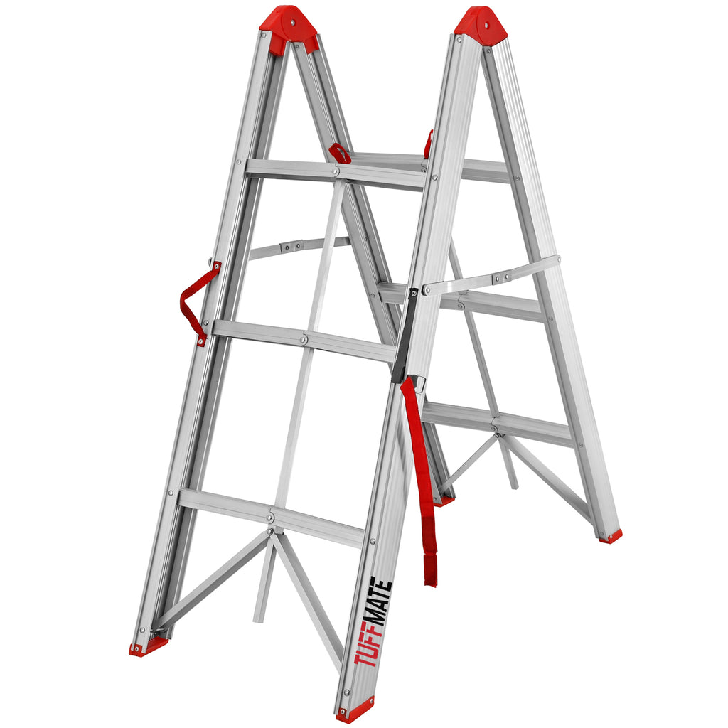 3 Step Ladder Aluminium Folding Folds In Half Foldable Portable Easy To Store TUFFMATE