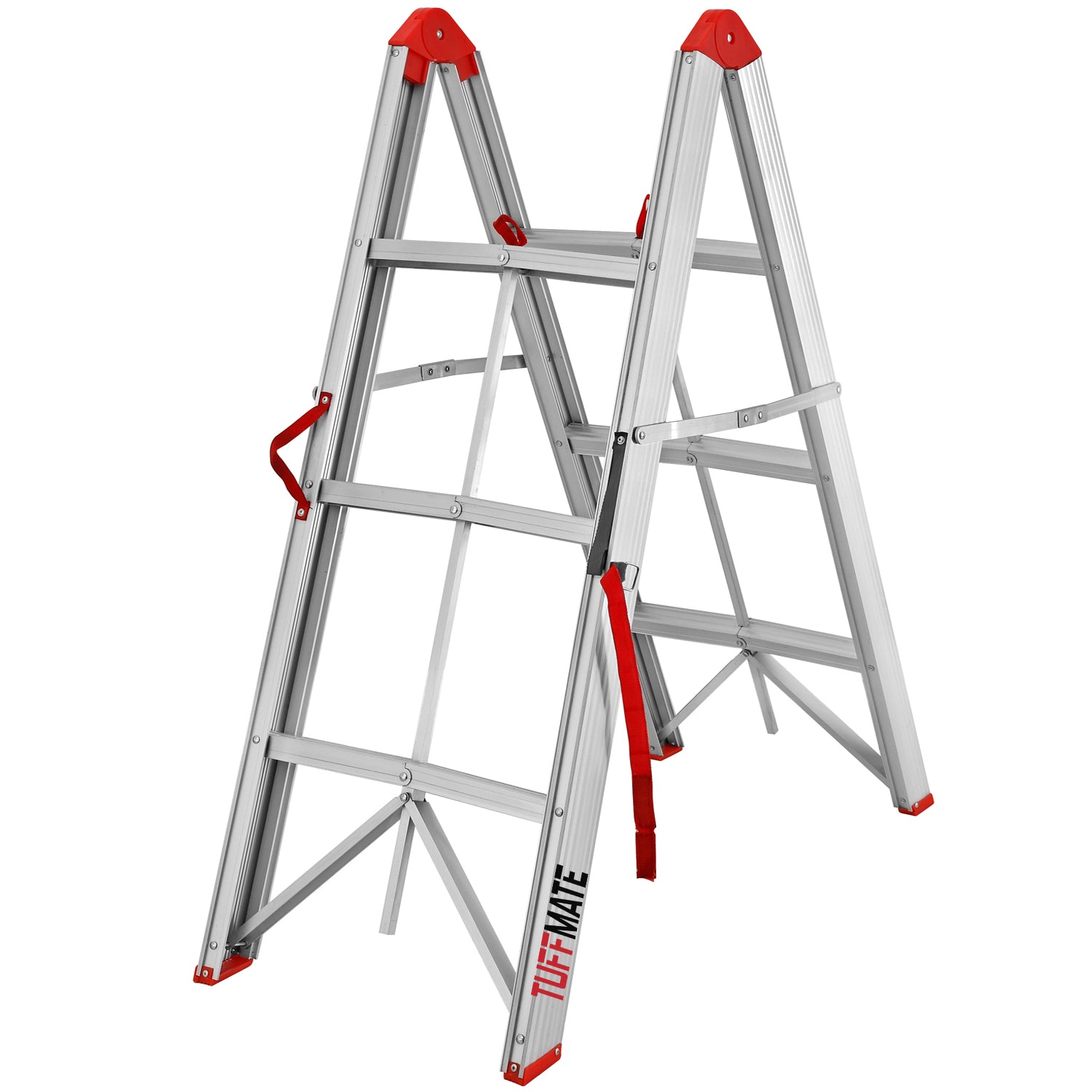 3 Step Ladder Aluminium Folding Folds In Half Foldable Portable Easy To Store TUFFMATE