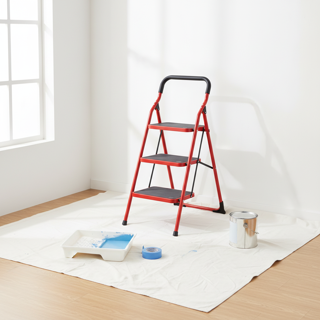 Step Ladder 3 Treads Portable with Handle