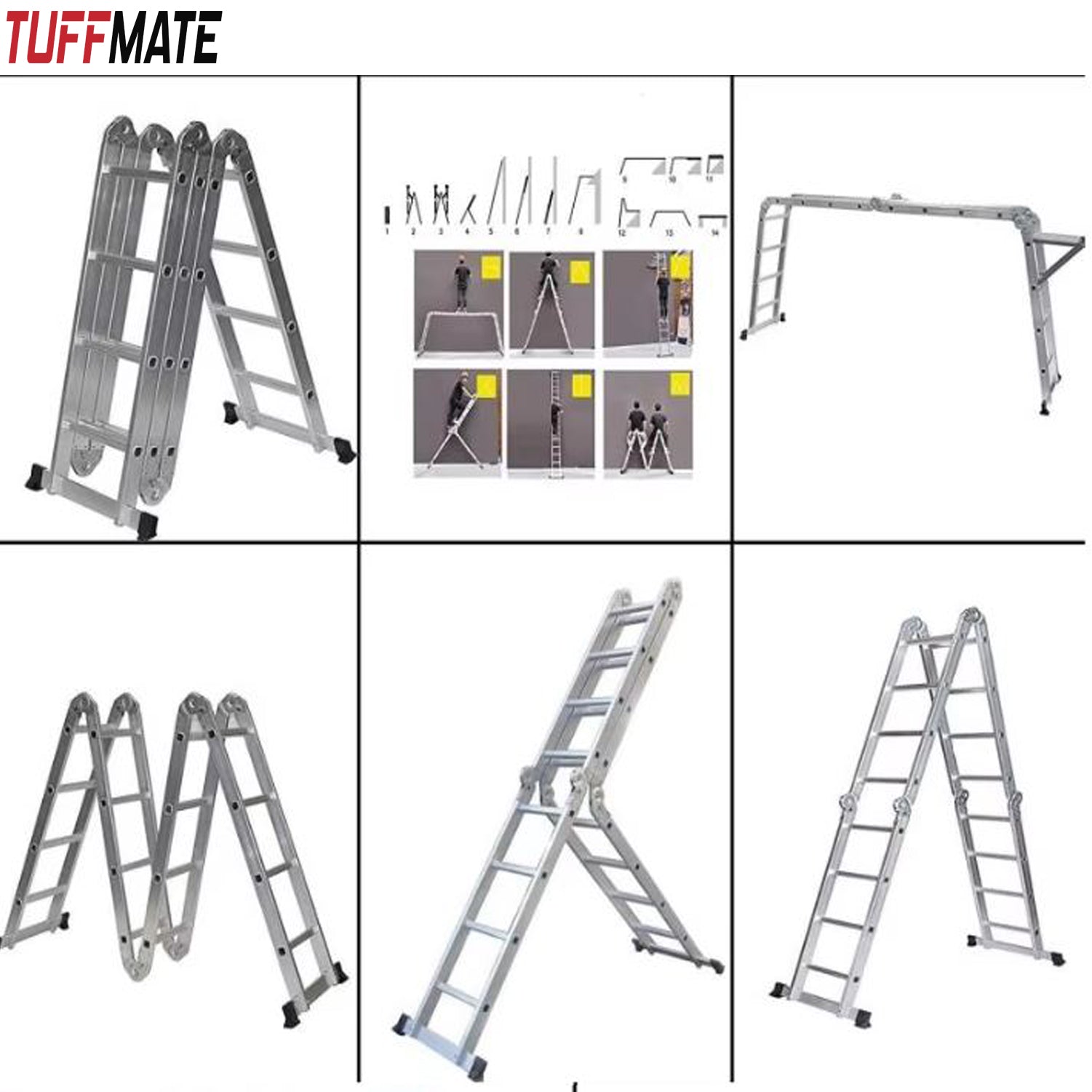 Aluminum Ladder 12 in 1 Multi Purpose 7 Rungs x 4