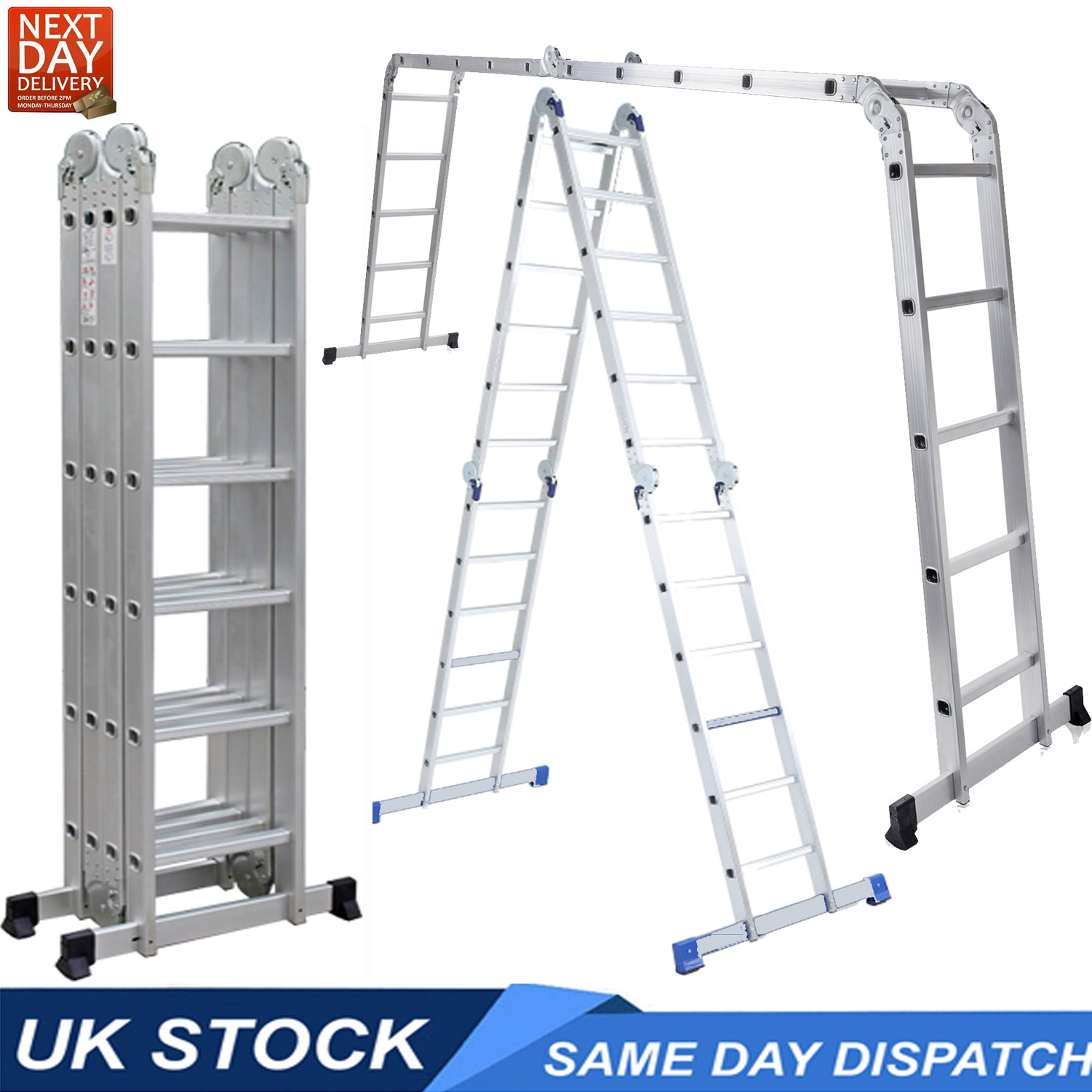Combination Ladder 6.9m - 14 in 1 Multi Position Aluminium Folding Scaffold TUFFMATE