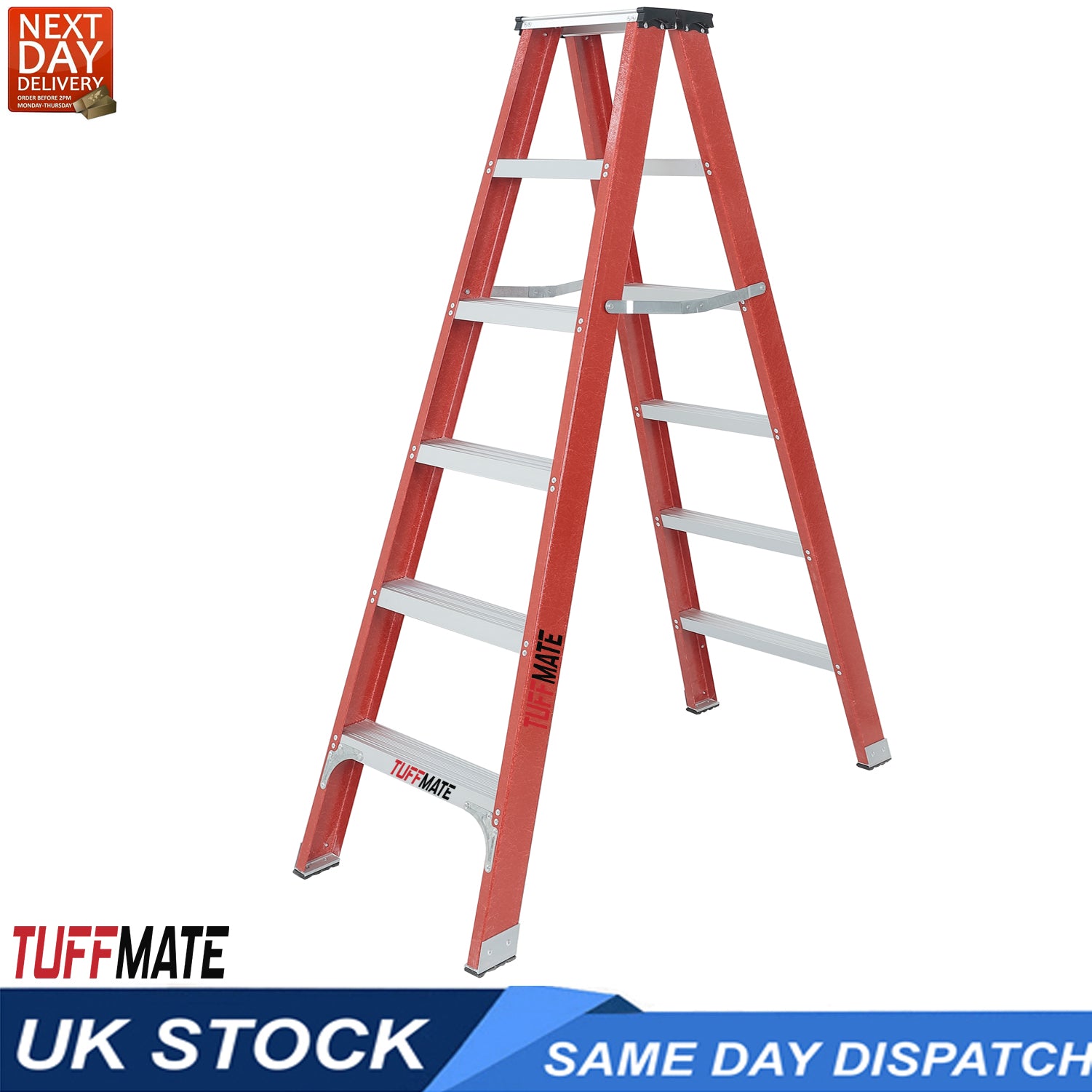 Fibreglass Step Ladder 6 Tread 1.8m Electricians