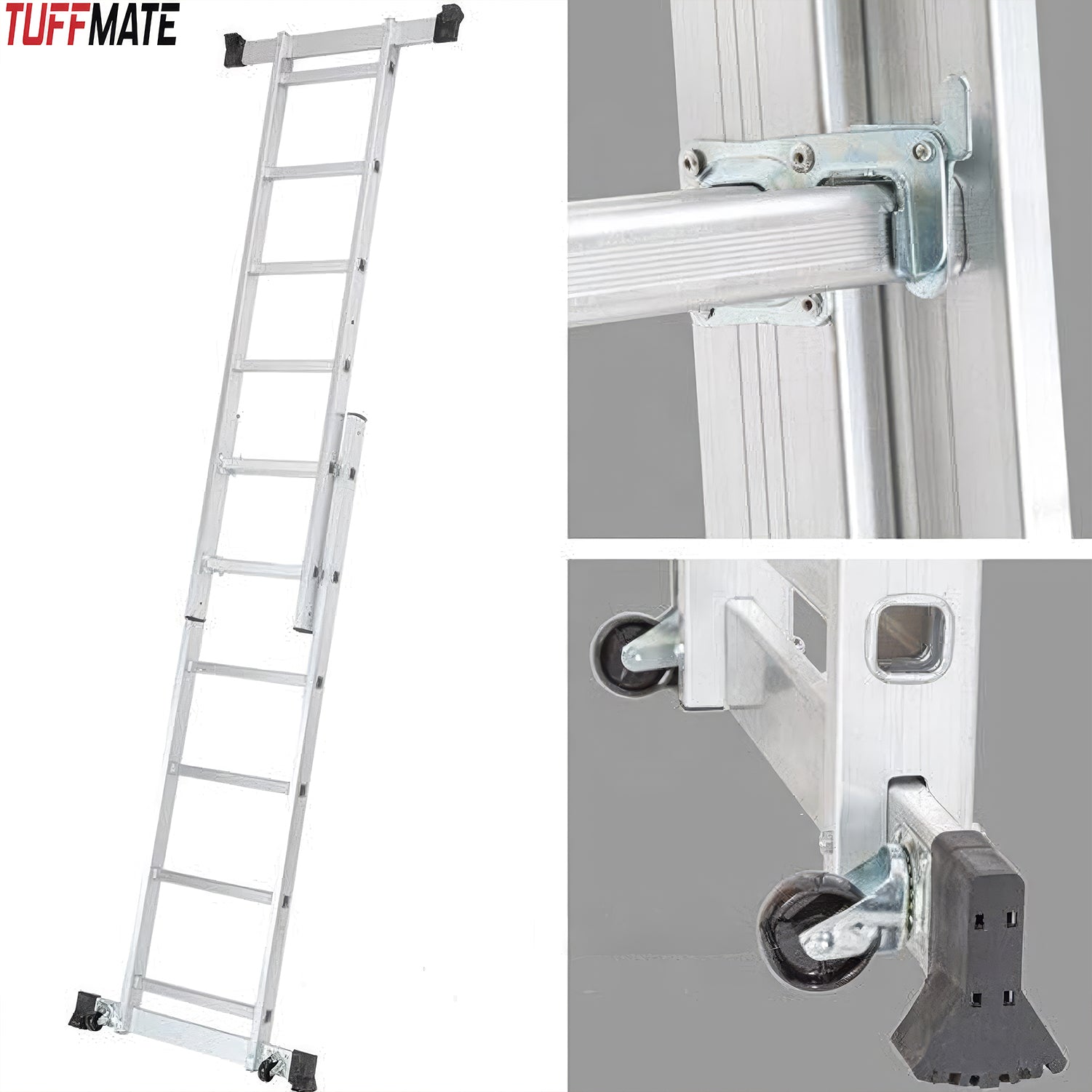 Scaffolding Platform Ladder 7 Tread 2m Multipurpose Aluminium Scaffold TUFFMATE