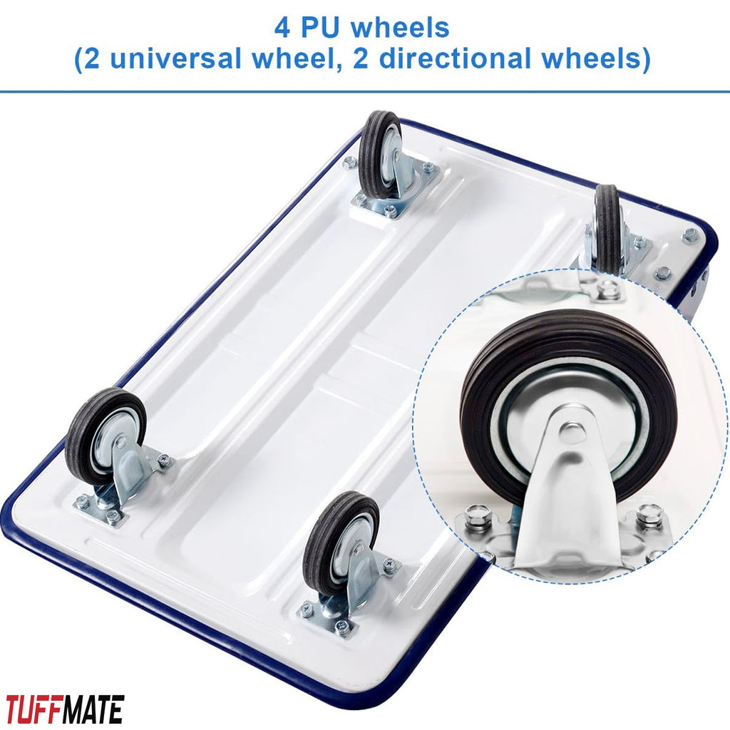 Folding Flat Bed Trolley Blue 300kg Weight Capacity