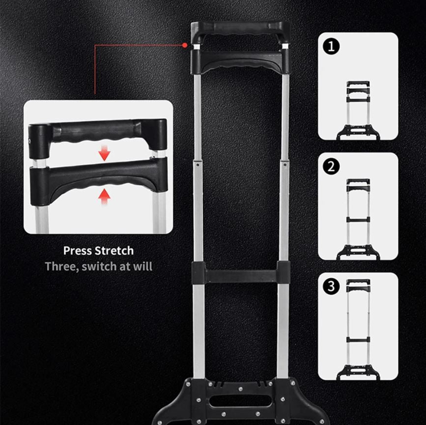 Sack Truck Hand Cart Aluminium Telescopic Portable 80kg Max Load FOLDS FLAT