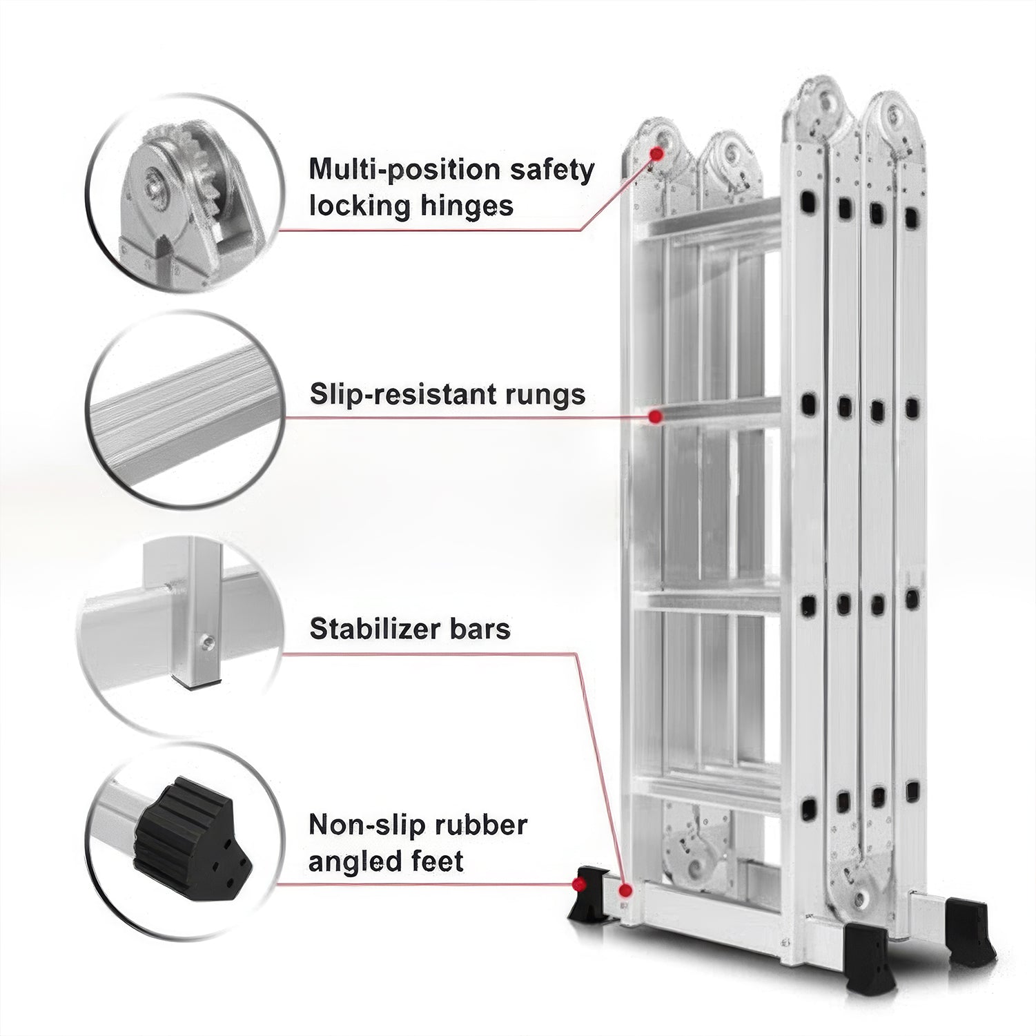 Aluminum Ladder 12 in 1 Multi Purpose 7 Rungs x 4